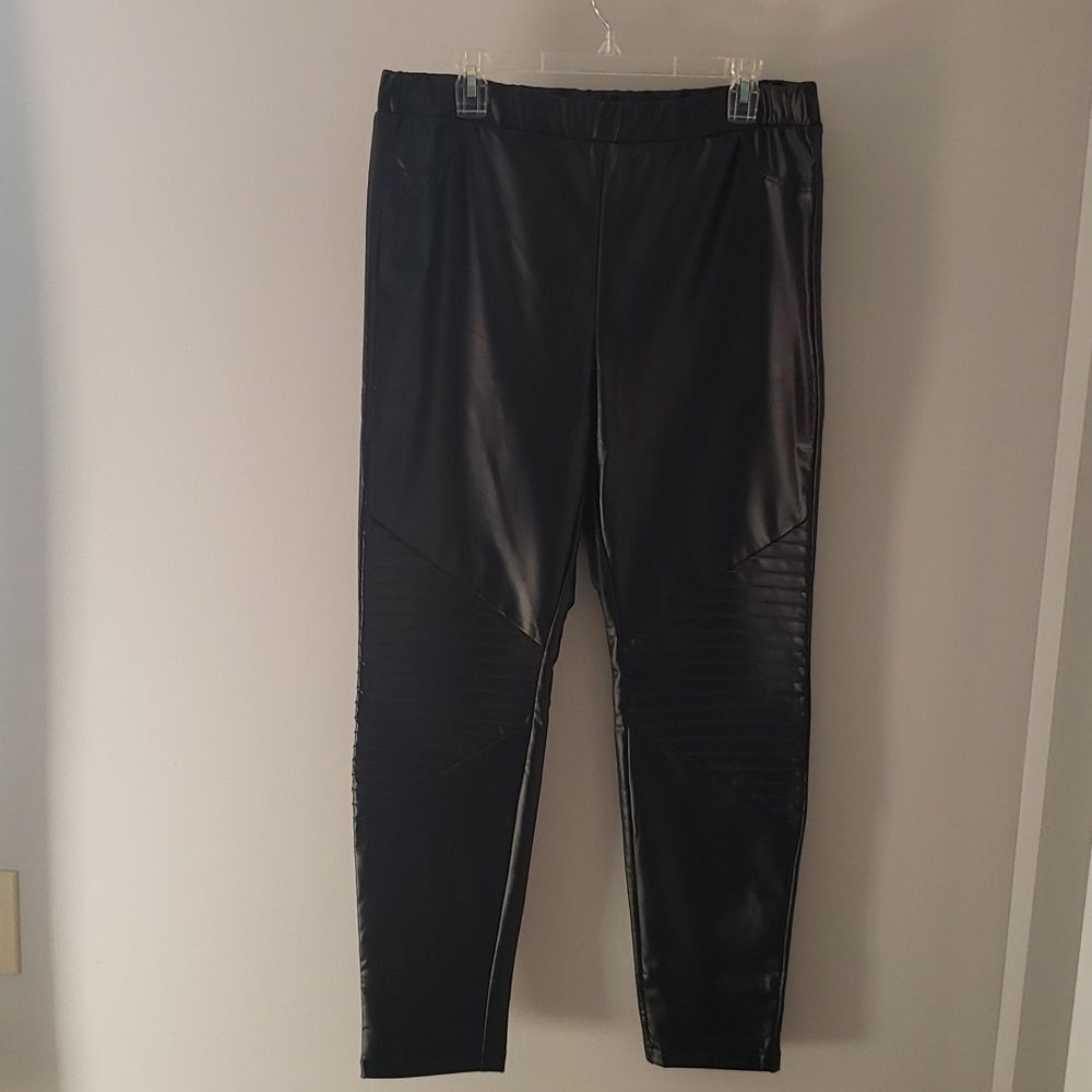 Mittoshop Pant Women's XL Soft Faux Leather Coated Textured Moto Cosplay